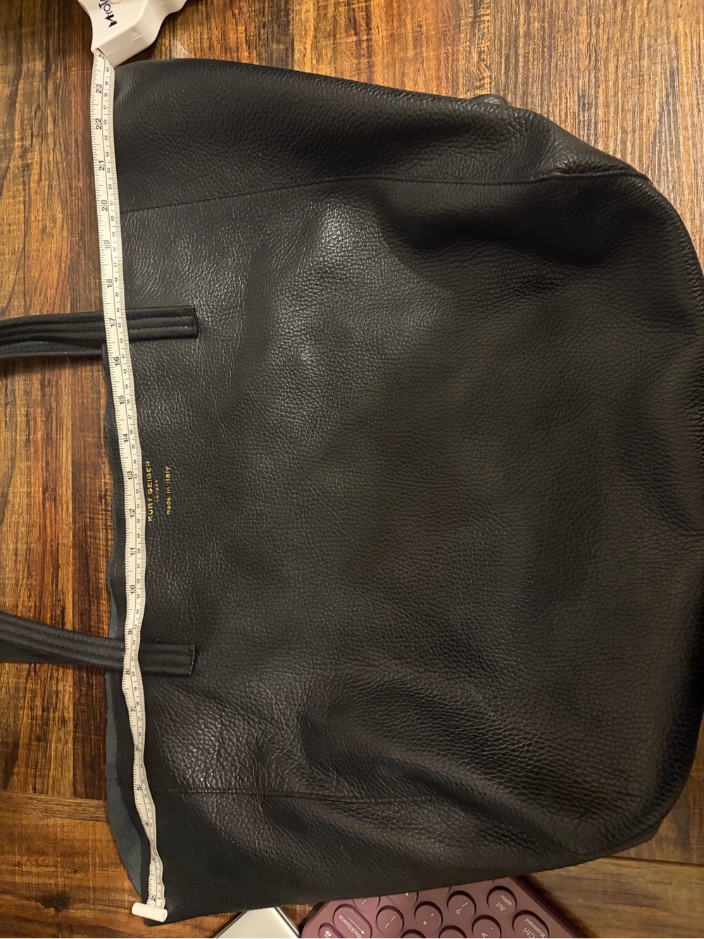 Kurt Geiger Black Leather Tote with Gold Hardware - Picture 12 of 13